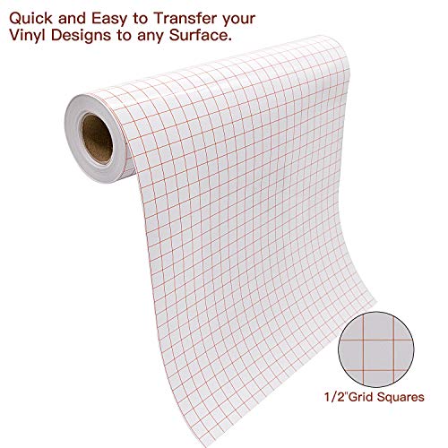 YRYM HT Clear Vinyl Transfer Paper Tape Roll-12 x 50 FT w/Alignmen...