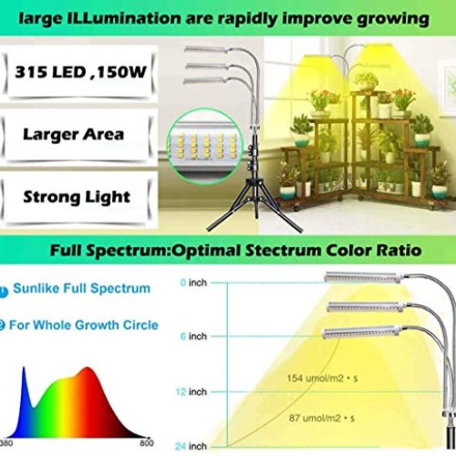 Grow Light, LED Grow Lights for Indoor Plants Full Spectrum 150W 3...