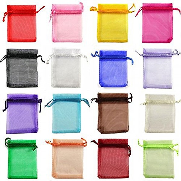 yueton 100 Pieces Assorted Color Organza Drawstring Pouches Candy ...