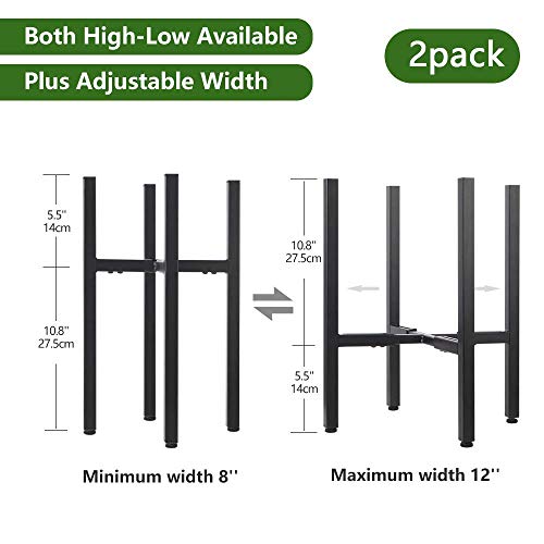 2 Pack Metal Plant Stand Indoor with Adjustable Width Fits 8 to 12...