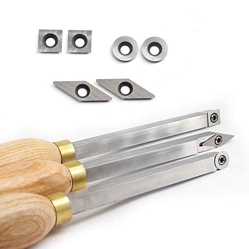 YUFUTOL Carbide Woodturning Tool Mini Size 3 Piece Set Includes ...