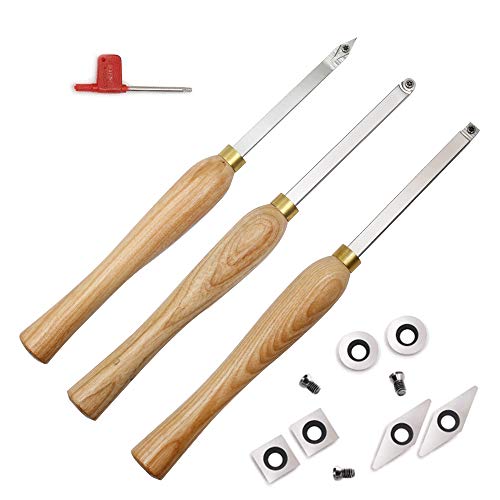 YUFUTOL Carbide Woodturning Tool Mini Size 3 Piece Set Includes ...