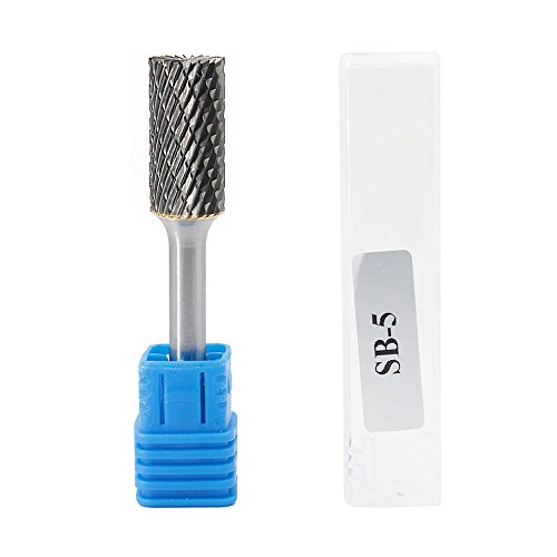 SB-5 Tungsten Carbide Rotary Burr File – Double Cut Cylinder Shape, 1/2" Cutter Diameter, 1/4" Shank For Die Grinder, Metal & Wood Carving