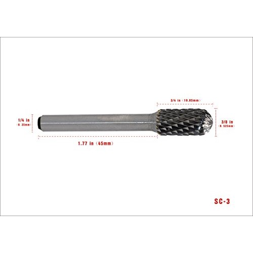 YUFUTOL SC-3 Tungsten Carbide Burr Cylinder Ball Nosed Shape Doubl...