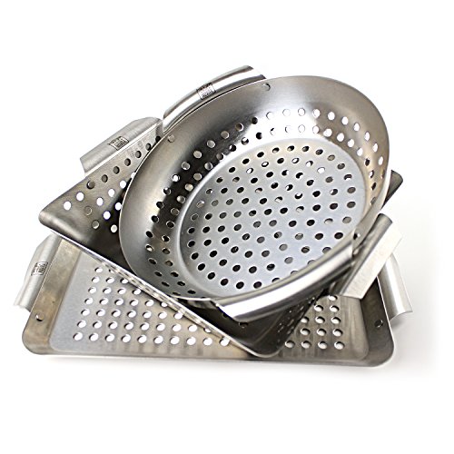 Yukon Glory Set of 3 Professional Barbecue Mini Grilling Basket Se...