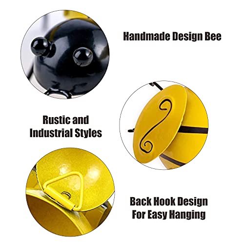 Yungeln Metal Wall Art, 4PCS Bumble Bee Decor, 3D Iron Art Sculptu...