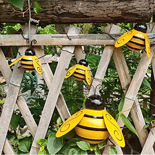 Yungeln Metal Wall Art, 4PCS Bumble Bee Decor, 3D Iron Art Sculptu...