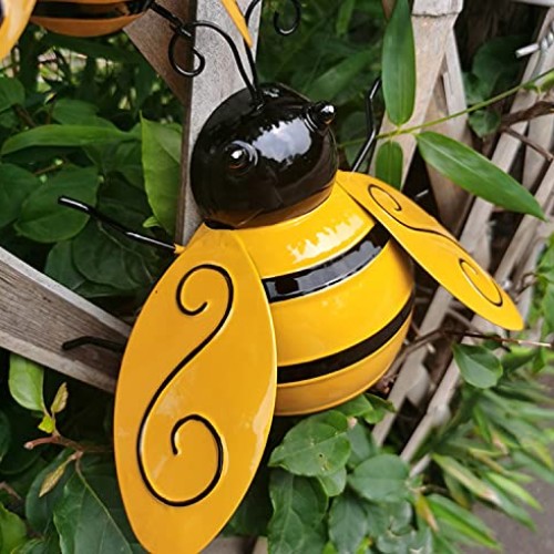 Yungeln Metal Wall Art, 4PCS Bumble Bee Decor, 3D Iron Art Sculptu...
