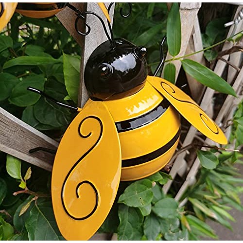 Yungeln Metal Wall Art, 4PCS Bumble Bee Decor, 3D Iron Art Sculptu...