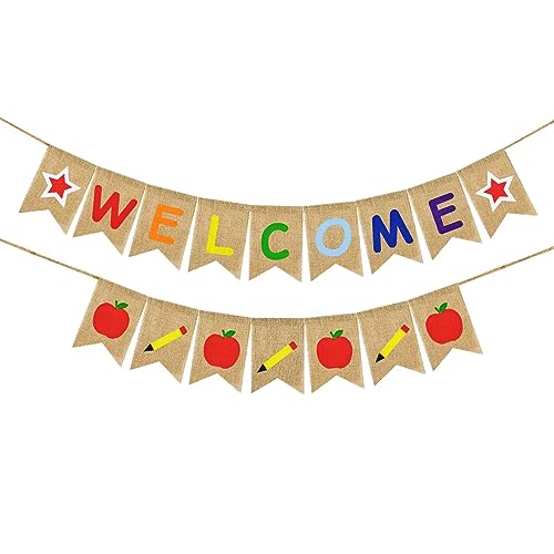 Welcome Back Burlap Banner Back to School Burlap Banner First Day ...