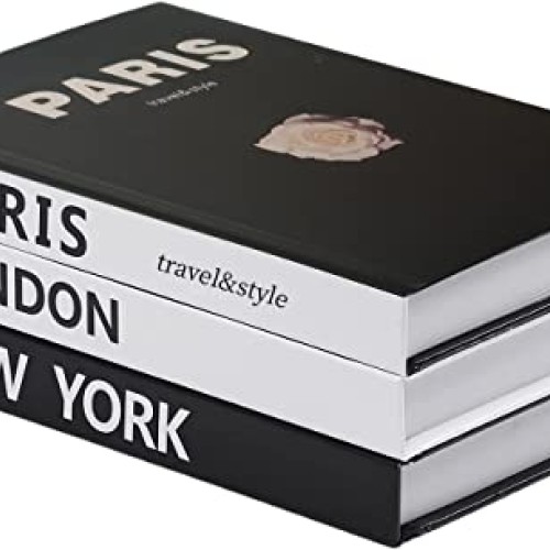 YVPSI 3 Pieces Fashion Decorative Book，Hardcover Modern Decorativ...