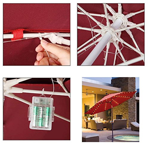 Patio Umbrella Lights 8 Lighting Mode 104 LED String Lights with R...