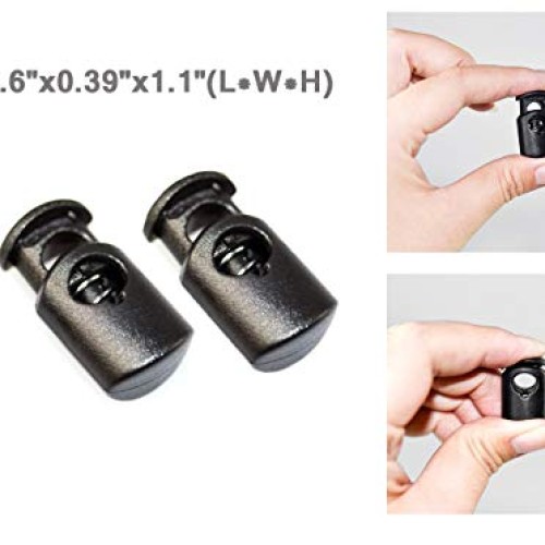 30Pcs Black Cord Locks Stop Plastic End Single Hole Spring Loaded ...