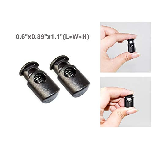 30Pcs Black Cord Locks Stop Plastic End Single Hole Spring Loaded ...