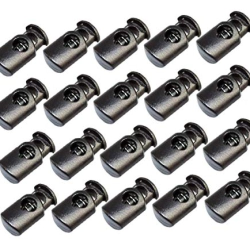 30Pcs Black Cord Locks Stop Plastic End Single Hole Spring Loaded ...