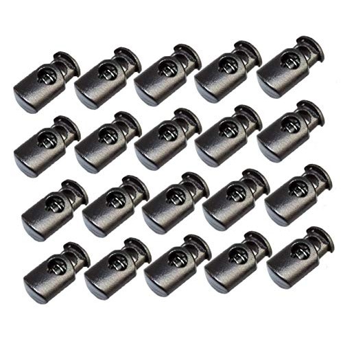 30Pcs Black Cord Locks Stop Plastic End Single Hole Spring Loaded ...