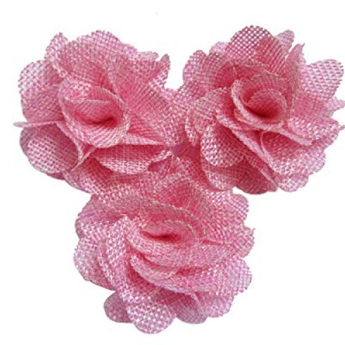 YYCRAFT 15pcs Burlap Flower Roses,3D Fabric Flowers for Headbands ...