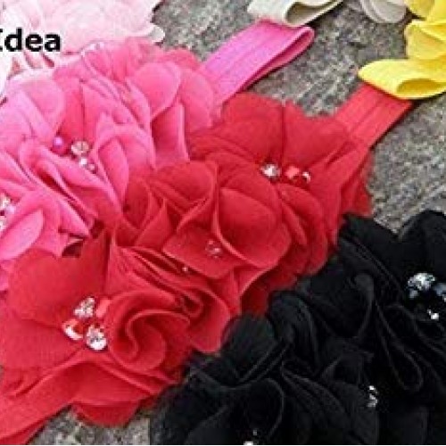 YYCRAFT 20 Pieces 2 Chiffon Flower with Rhinestone Pearl for Wedd...