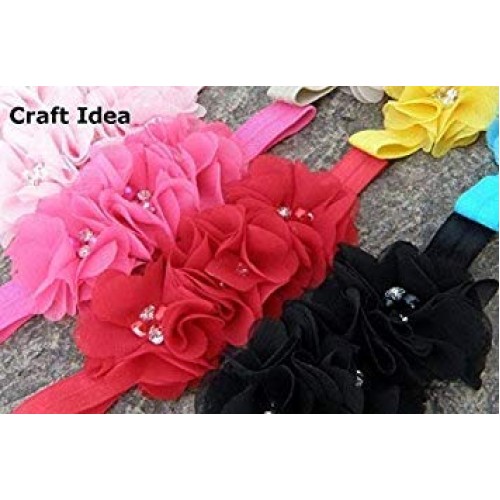 YYCRAFT 20 Pieces 2 Chiffon Flower with Rhinestone Pearl for Wedd...