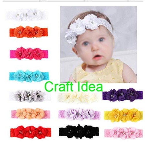 YYCRAFT 20 Pieces 2 Chiffon Flower with Rhinestone Pearl for Wedd...