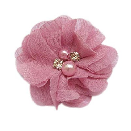YYCRAFT 20 Pieces 2 Chiffon Flower with Rhinestone Pearl for Wedd...