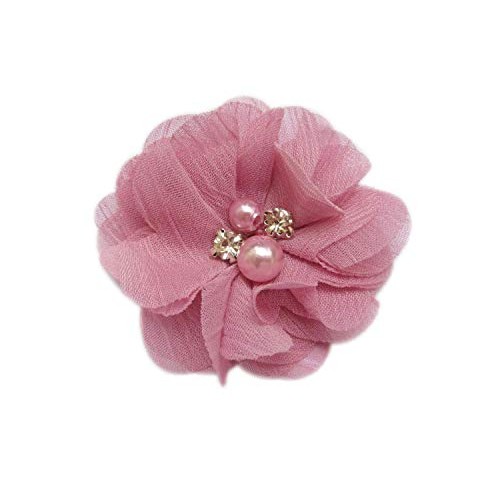 YYCRAFT 20 Pieces 2 Chiffon Flower with Rhinestone Pearl for Wedd...