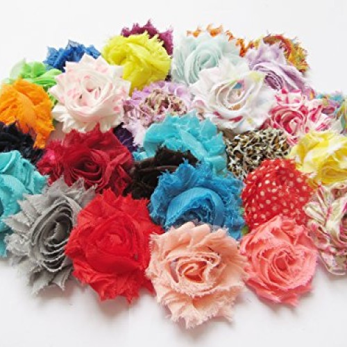 YYCRAFT 30 pieces Shabby Flowers - Chiffon Fabric Roses - 2.5 - S...
