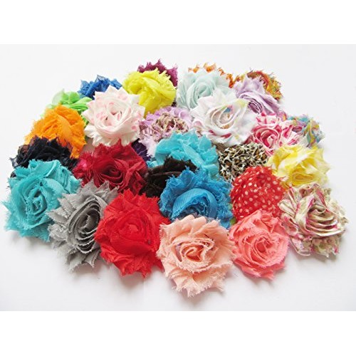 YYCRAFT 30 pieces Shabby Flowers - Chiffon Fabric Roses - 2.5 - S...