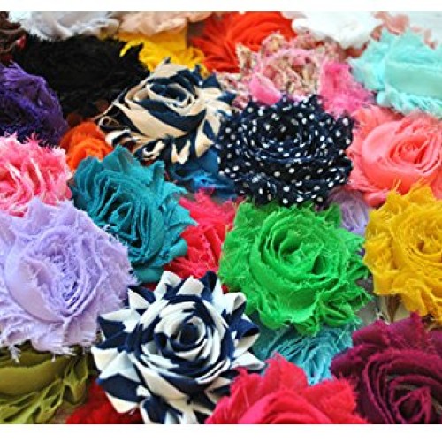 YYCRAFT 30 pieces Shabby Flowers - Chiffon Fabric Roses - 2.5 - S...