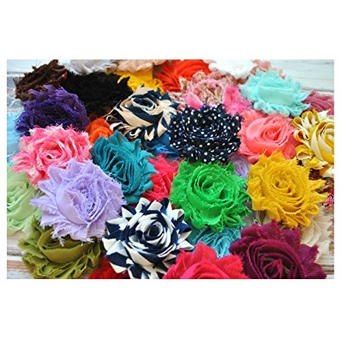 YYCRAFT 30 pieces Shabby Flowers - Chiffon Fabric Roses - 2.5 - S...