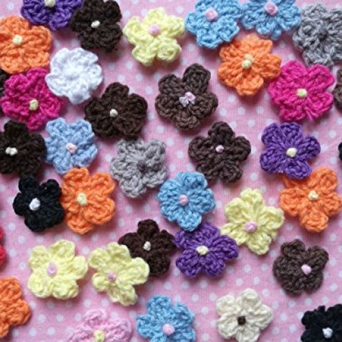YYCRAFT Pack of 100 Crochet Small Daisy Fabric Satin Craft Sewing ...