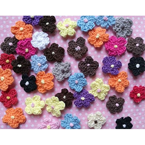 YYCRAFT Pack of 100 Crochet Small Daisy Fabric Satin Craft Sewing ...