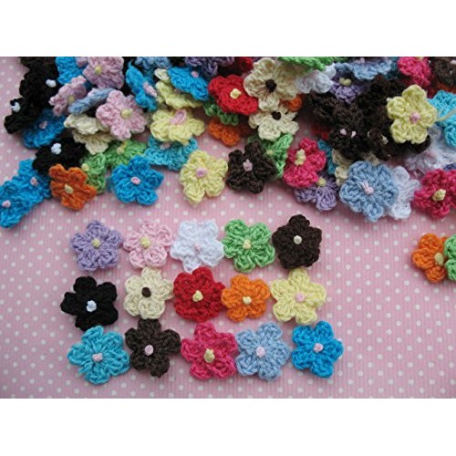 YYCRAFT Pack of 100 Crochet Small Daisy Fabric Satin Craft Sewing ...