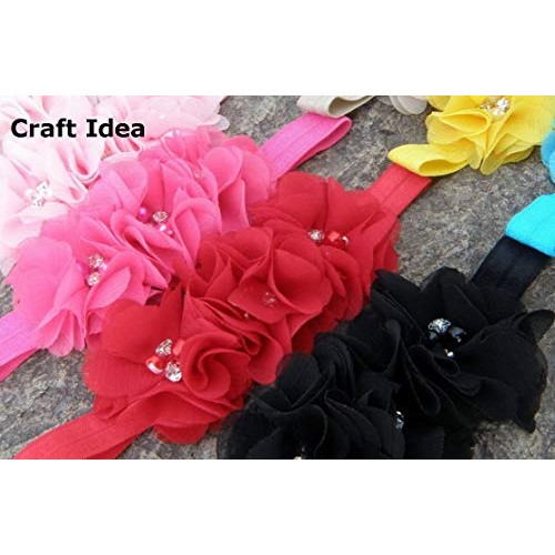 YYCRAFT Pack Of 20 Pieces Chiffon 2 Flower Rhinestone for craft p...
