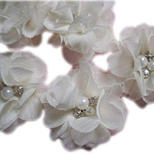 YYCRAFT Pack Of 20 Pieces Chiffon 2 Flower Rhinestone for craft p...