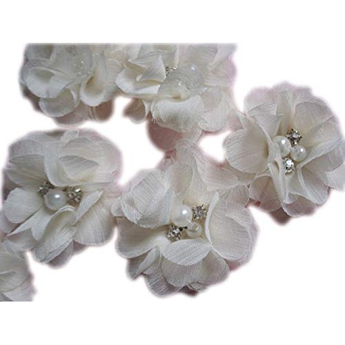 YYCRAFT Pack Of 20 Pieces Chiffon 2 Flower Rhinestone for craft p...