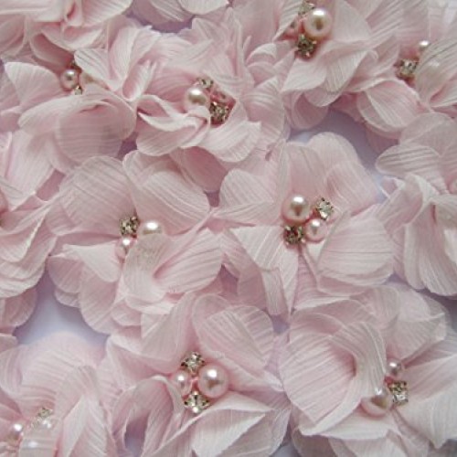 YYCRAFT Pack of 20 Pieces Chiffon 2 Flower Rhinestone for Craft P...
