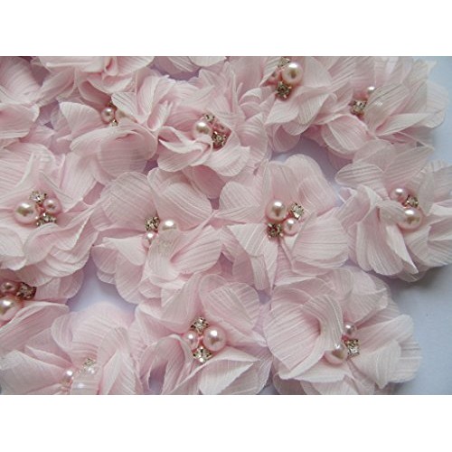 YYCRAFT Pack of 20 Pieces Chiffon 2 Flower Rhinestone for Craft P...