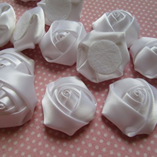 YYCRAFT Pack of 30 Satin 4d Rose 1.5 Craft Wedding Bride-White