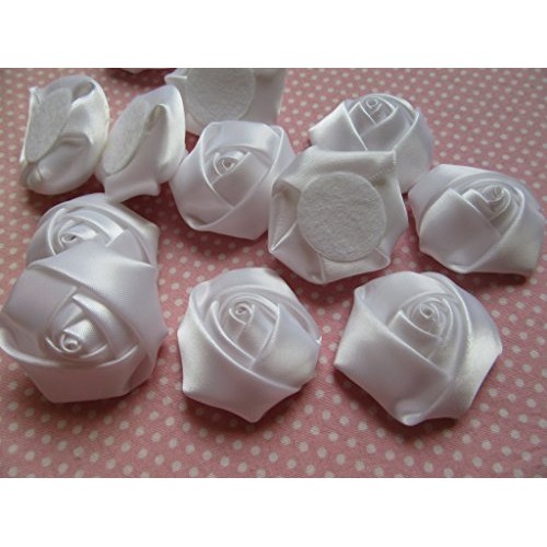 YYCRAFT Pack of 30 Satin 4d Rose 1.5 Craft Wedding Bride-White