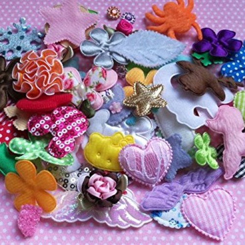 YYCRAFT Sale 120 Assorted Fabric Applique Scrapbooking Ribbon Flow...