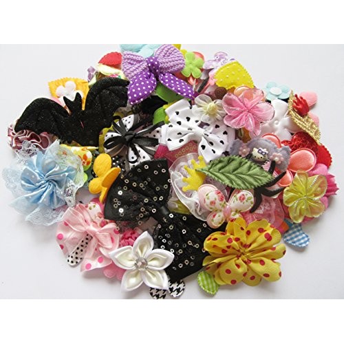 YYCRAFT Sale 120 Assorted Fabric Applique Scrapbooking Ribbon Flow...