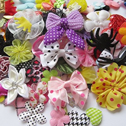 YYCRAFT Sale 120 Assorted Fabric Applique Scrapbooking Ribbon Flow...