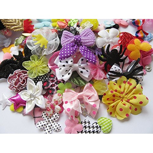 YYCRAFT Sale 120 Assorted Fabric Applique Scrapbooking Ribbon Flow...