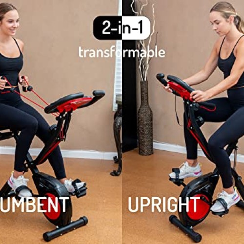 YYFITT 3-In-1 Folding Exercise Bike, Stationary Bikes for Home wit...