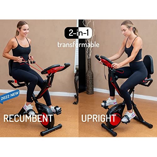 YYFITT 3-In-1 Folding Exercise Bike, Stationary Bikes for Home wit...