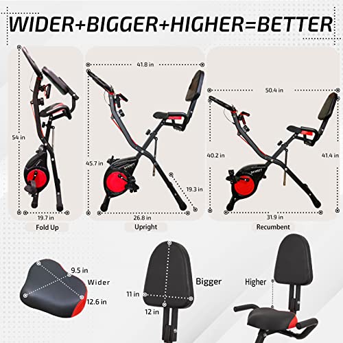 YYFITT 3-In-1 Folding Exercise Bike, Stationary Bikes for Home wit...