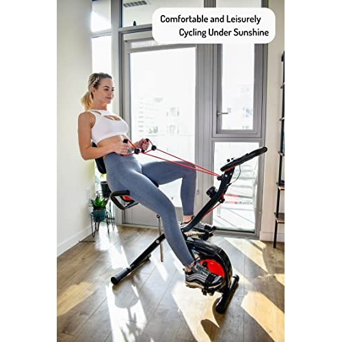 YYFITT 3-In-1 Folding Exercise Bike, Stationary Bikes for Home wit...