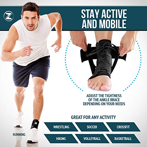 Zenith Ankle Brace, Lace Up Adjustable Support – for Running, Bask...
