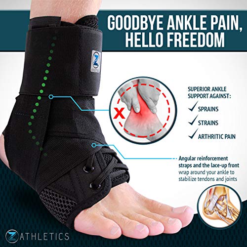 Zenith Ankle Brace, Lace Up Adjustable Support – for Running, Bask...
